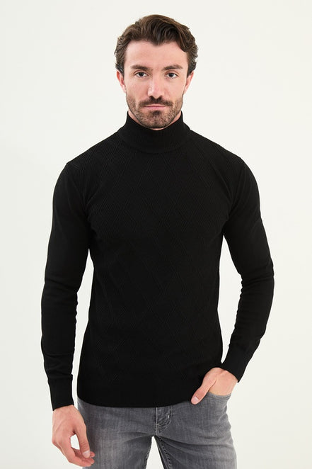 Ames Mens Mock Turtleneck Black