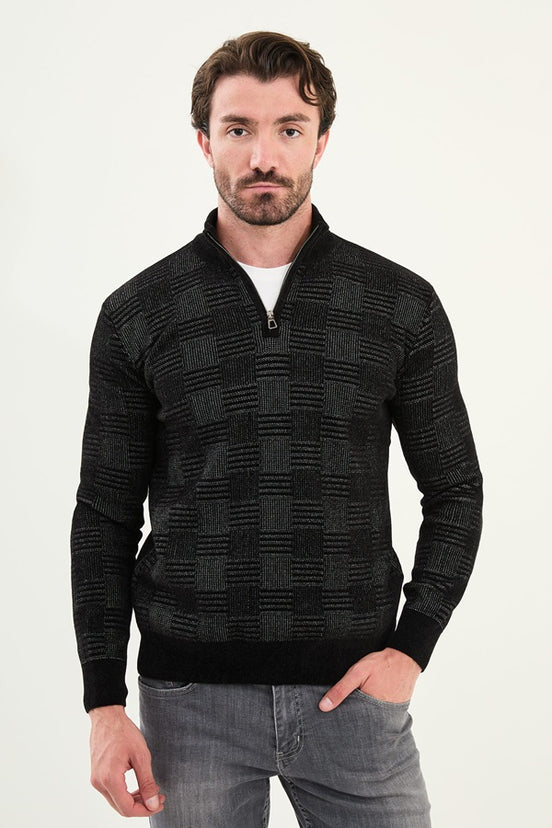 Black Quarter Zip Sweater Mens