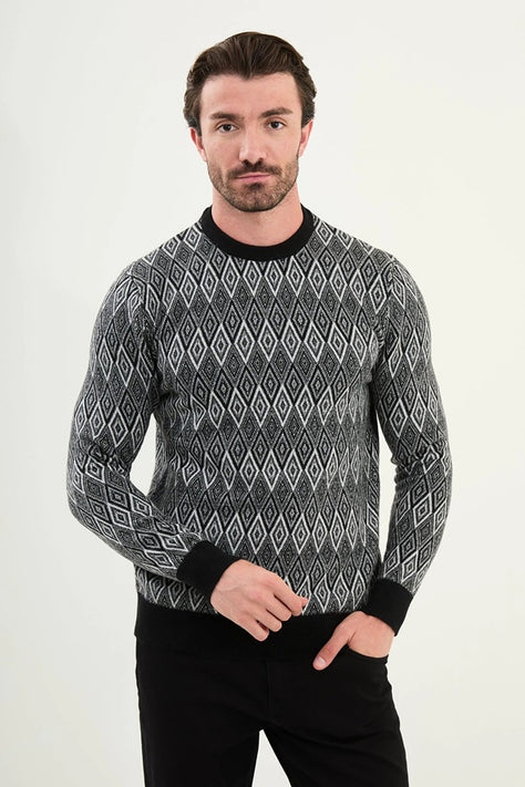 Black Wool Crewneck Sweater