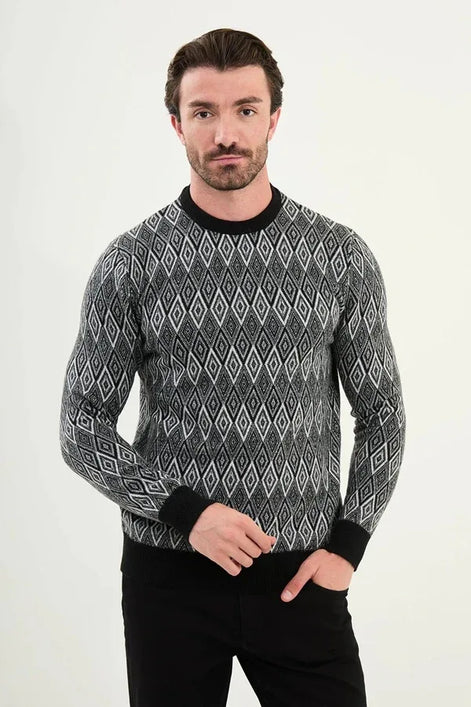 Ames Men's Wool Crewneck Sweater Black
