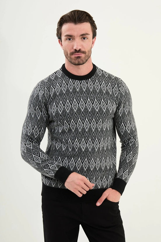 Black Wool Crewneck Sweater