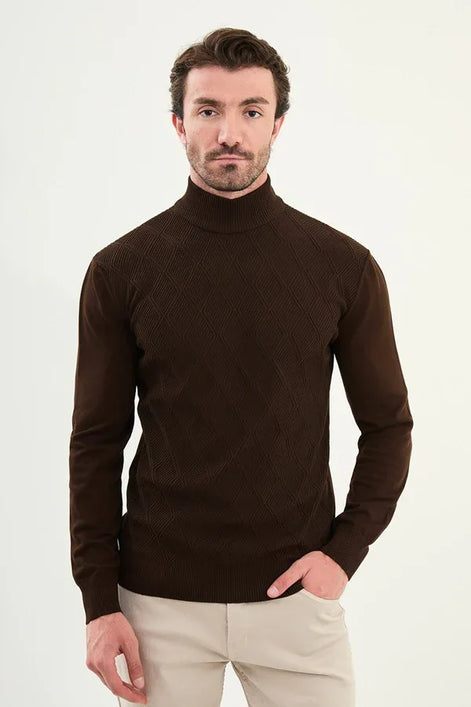 Ames Mens Mock Turtleneck Brown