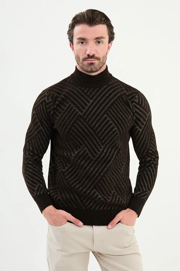 Ames Mock Turtleneck Sweater Mens Brown