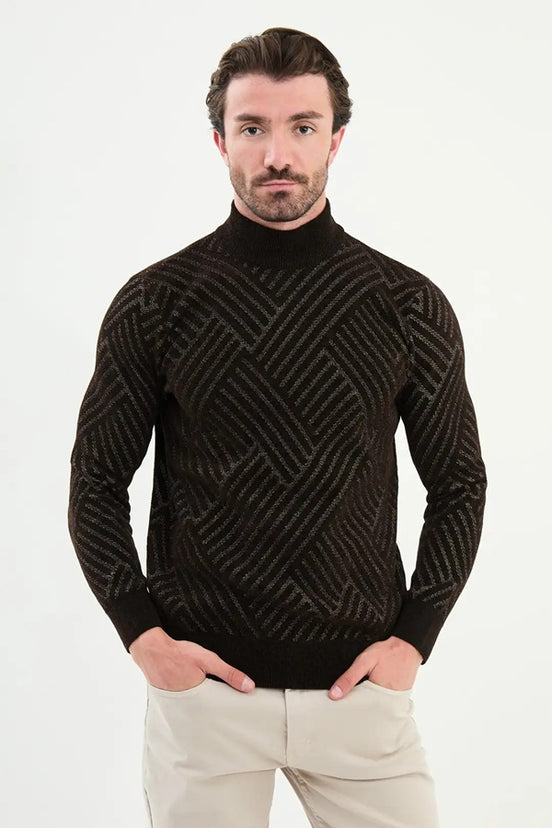 Dark Brown Mock Turtleneck Sweater