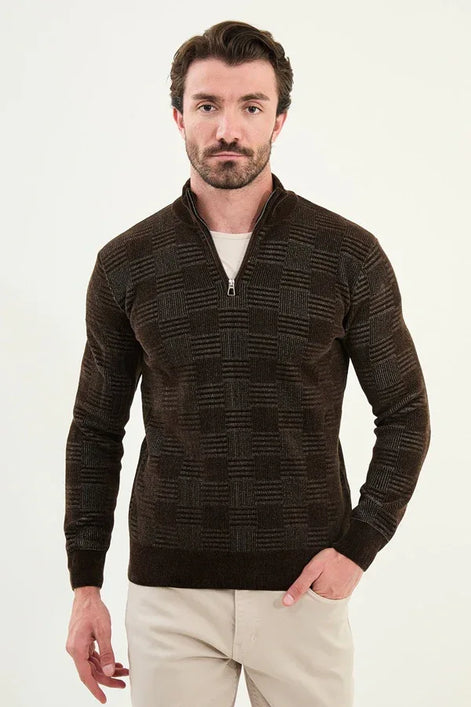 Ames Quarter Zip Sweater Mens Brown