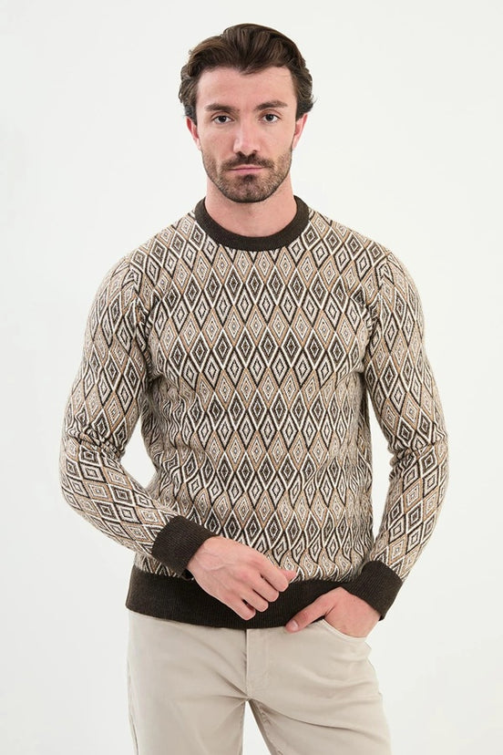 Brown Wool Crewneck Sweater
