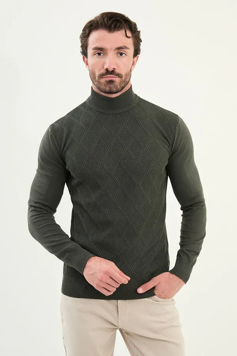 Ames Mens Mock Turtleneck Green