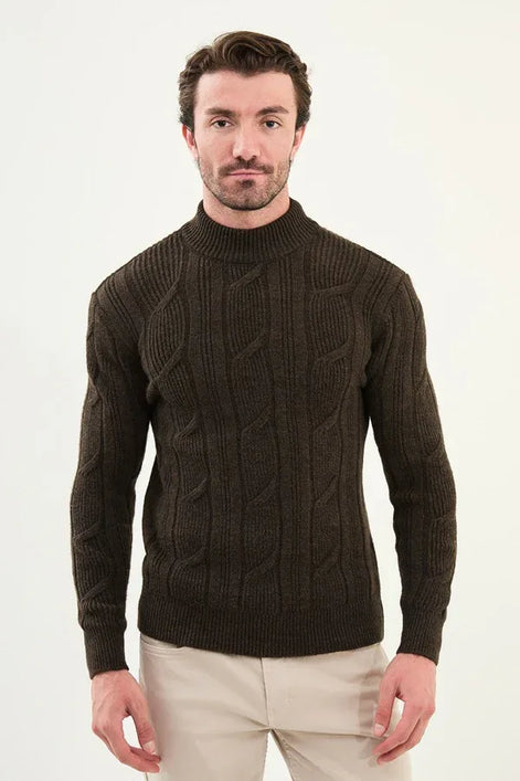 Ames Mens Cable Knit Sweater Brown