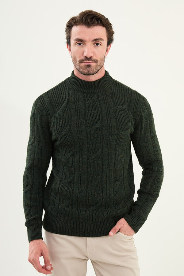 Ames Mens Cable Knit Sweater Green