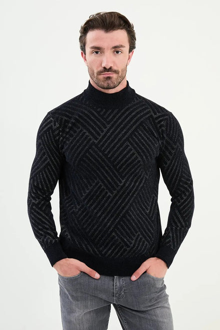 Ames Mock Turtleneck Sweater Mens Navy Blue