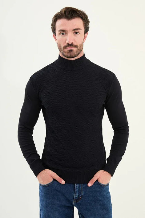 Ames Mens Mock Turtleneck Navy Blue