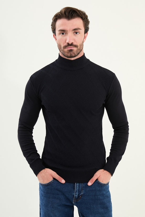 Navy Blue Mock Turtleneck