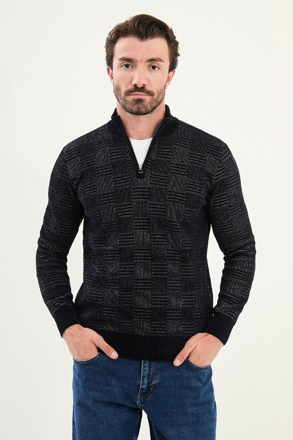 Ames Quarter Zip Sweater Mens Navy Blue