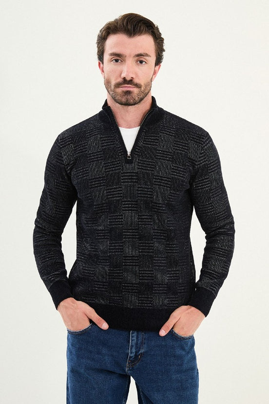 Navy Blue Quarter Zip Sweater Mens