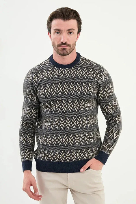 Ames Men's Wool Crewneck Sweater Navy Blue