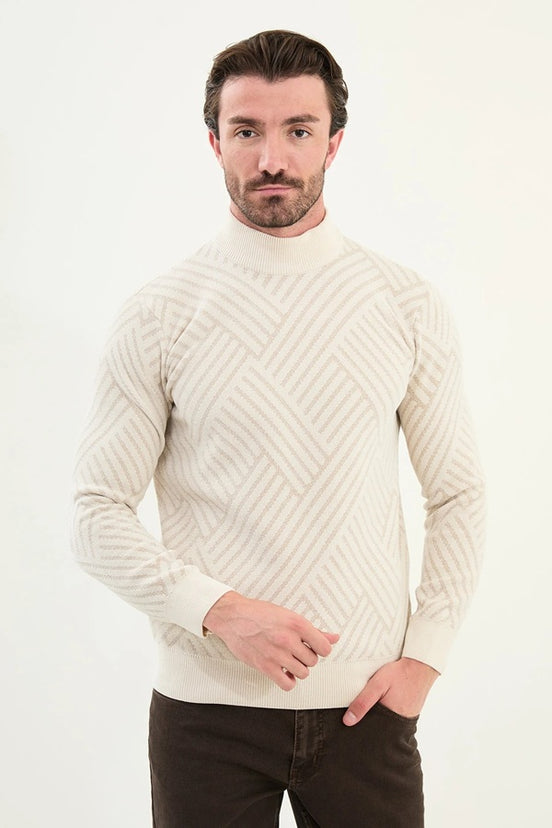 Off White Mock Turtleneck Sweater
