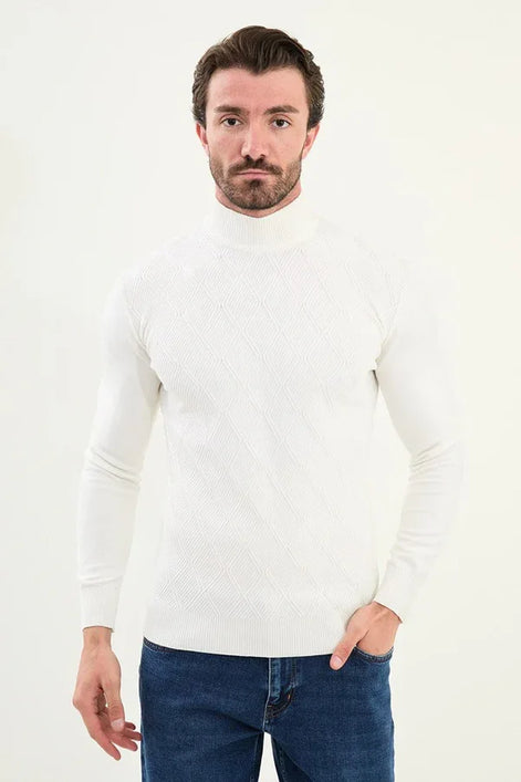 Ames Mens Mock Turtleneck Off White