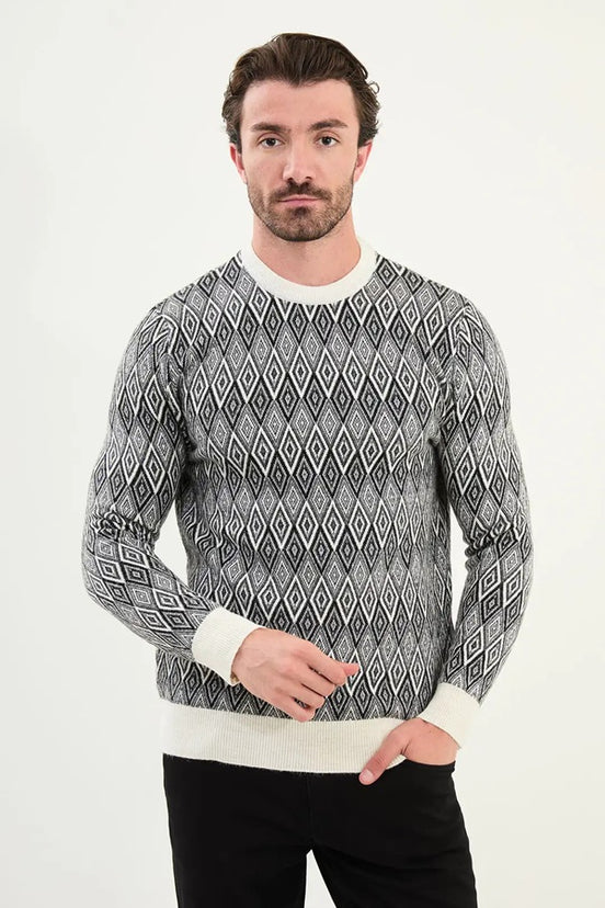 Off White Wool Crewneck Sweater