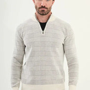 Ames Quarter Zip Sweater Mens Off White