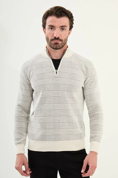 Ames Quarter Zip Sweater Mens Off White