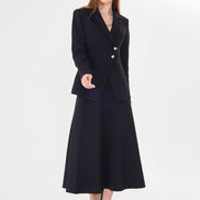 Black Blazer Midi Skirt Set