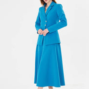 Blue Blazer Midi Skirt Set