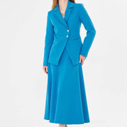 Blue Blazer Midi Skirt Set