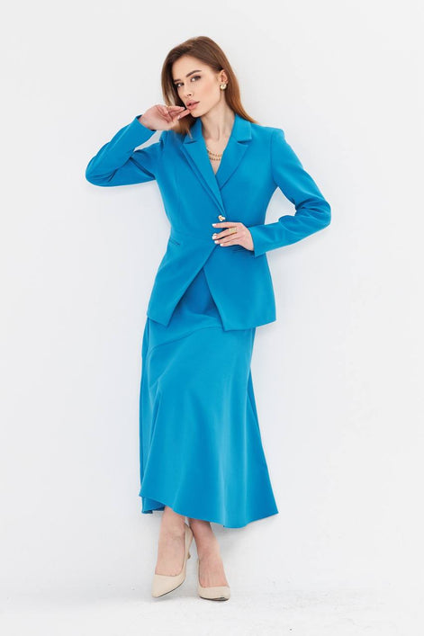 Turquoise Blue Skirt Suit Set