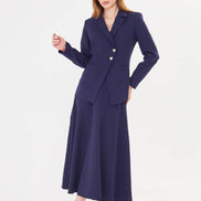 Navy Blue Skirt Suit Set