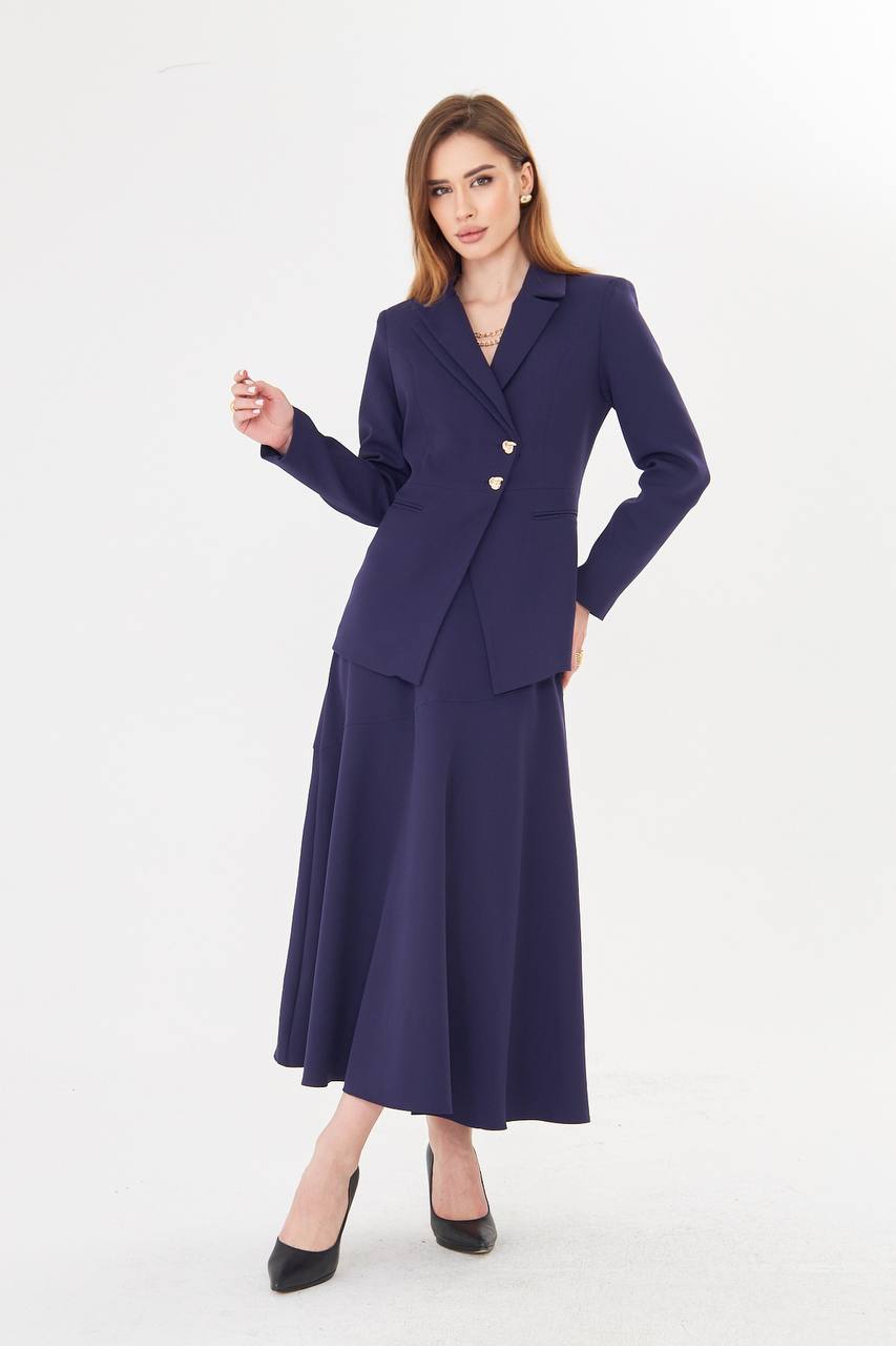 Navy Blue Skirt Suit Set