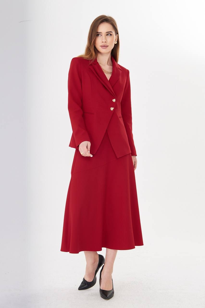 Red Skirt Suit Set