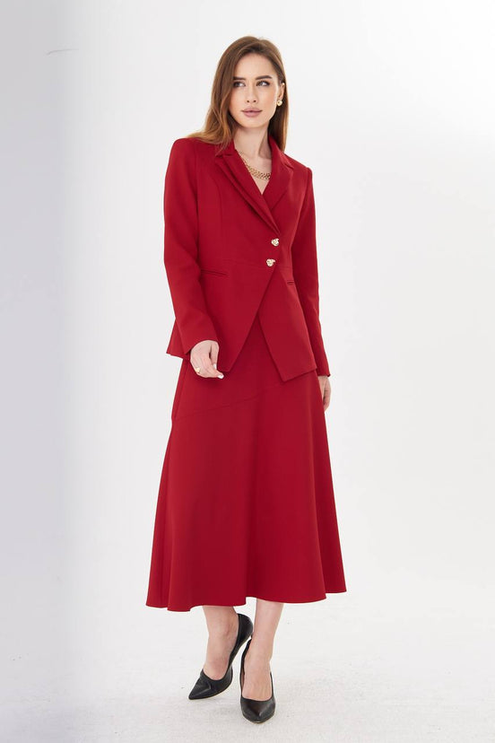 Red Skirt Suit Set