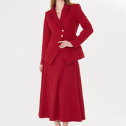 Red Blazer Midi Skirt Set