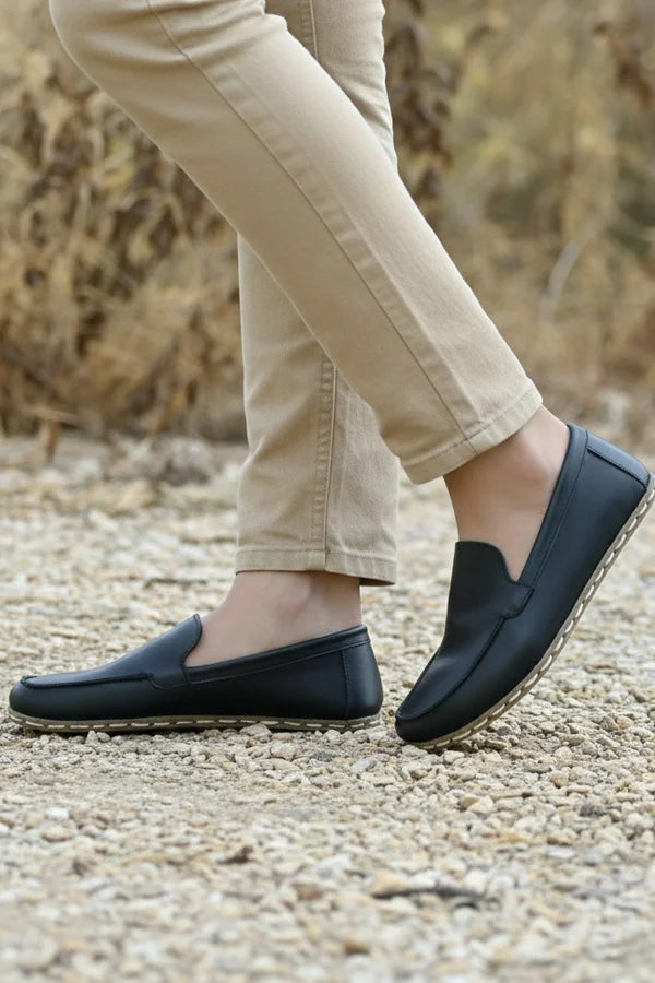 Barefoot Black Leather Shoes