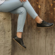 Black Leather Sneakers for Women