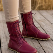 Barefoot Burgundy Ankle Boots for Women