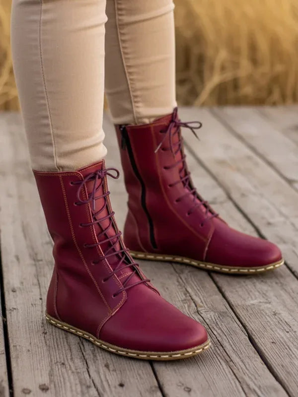Barefoot Burgundy Ankle Boots for Women