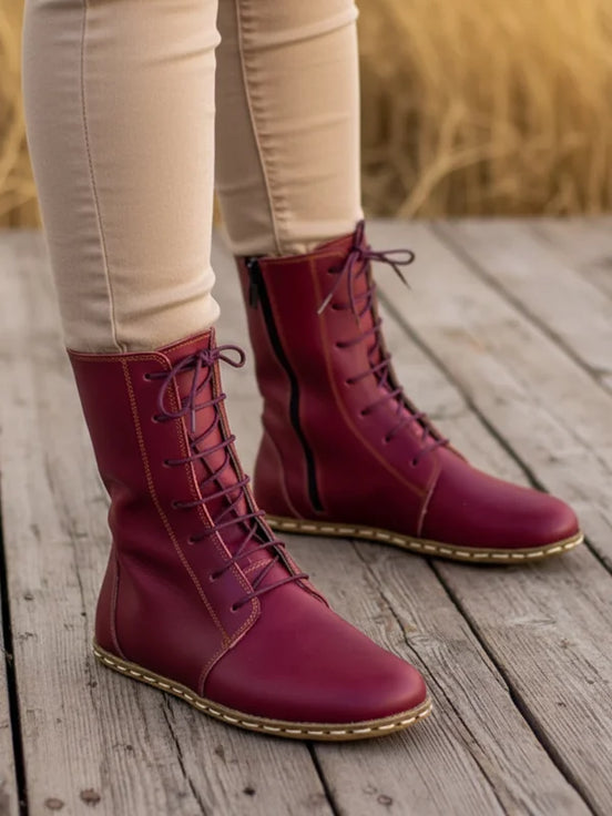 Barefoot Burgundy Ankle Boots for Women