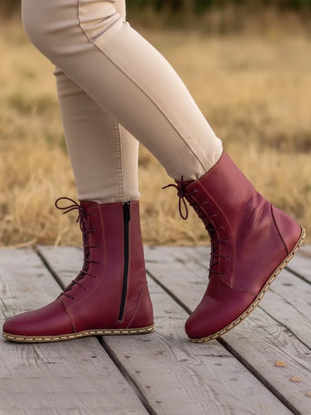 Barefoot Red Ankle Boots for Women