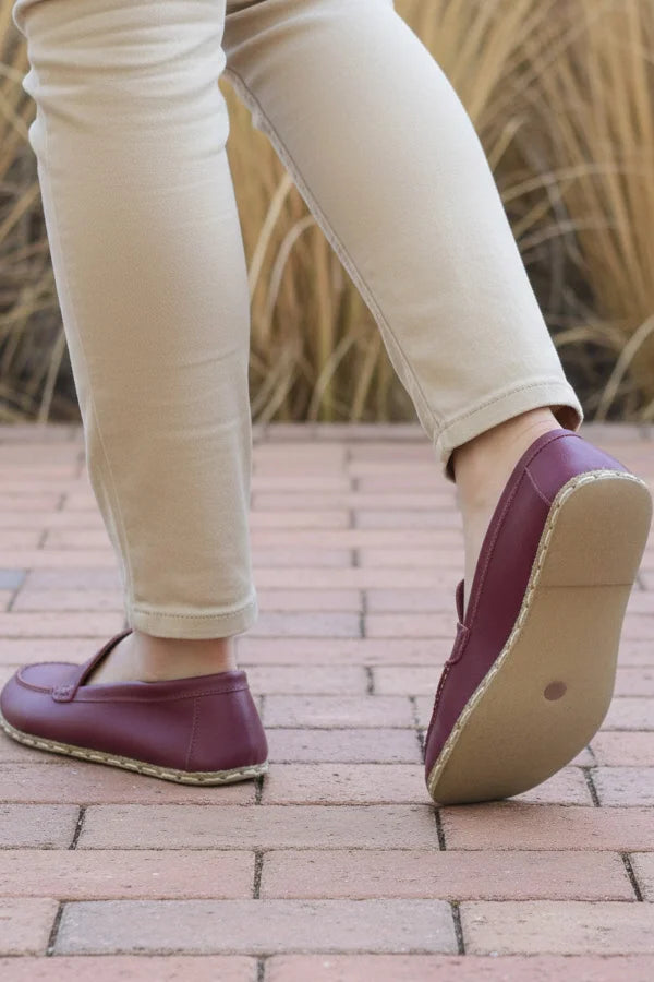 Barefoot Burgundy Red Leather Loafers