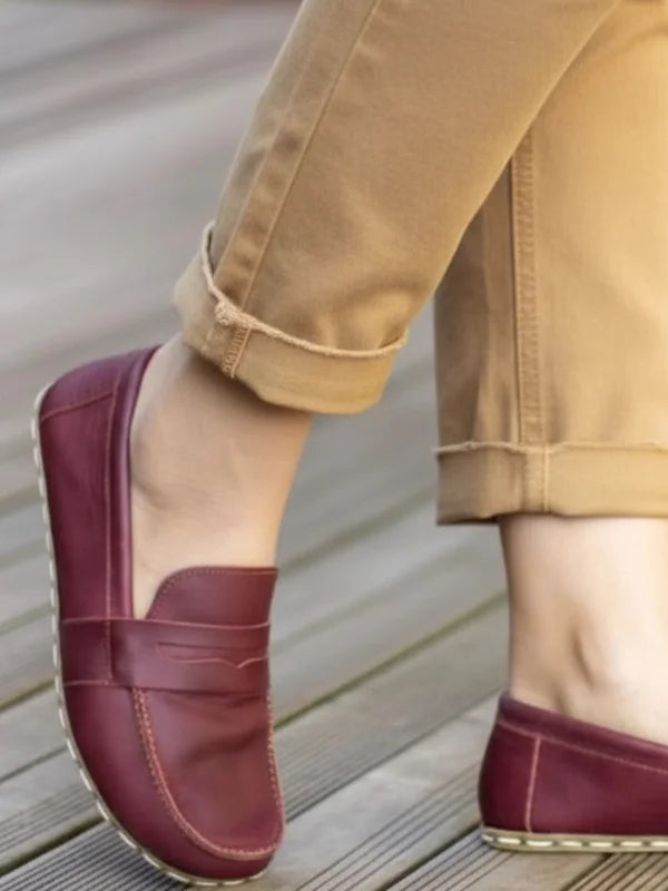 Burgundy Leather Penny Loafers