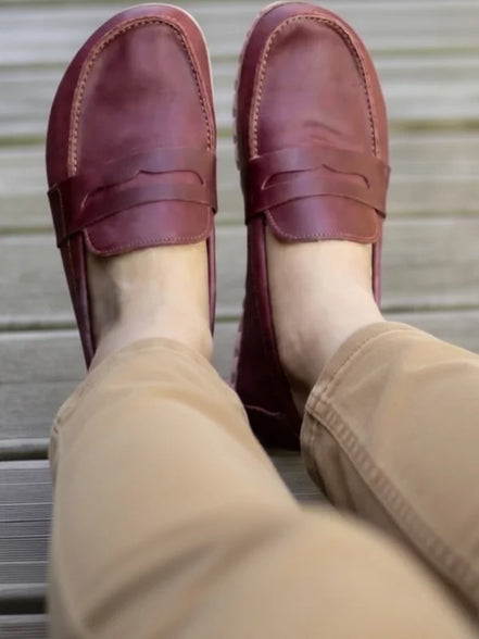 Womens Burgundy Penny Loafers