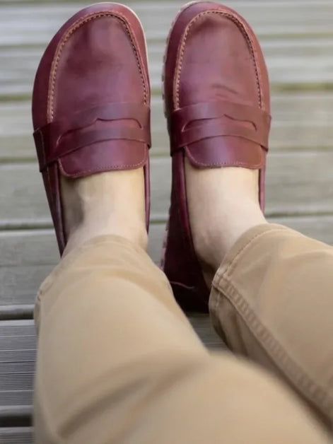 Womens Burgundy Penny Loafers