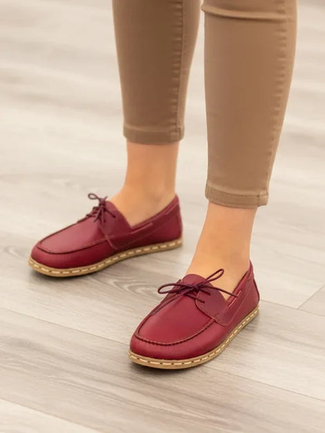 Barefoot Burgundy Red Boat Shoes for Women