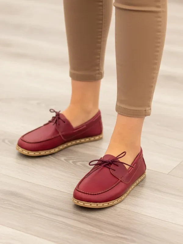 Barefoot Burgundy Red Boat Shoes for Women