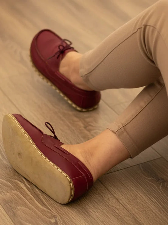 Women Burgundy Red Boat Shoes