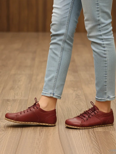 Burgundy Leather Sneakers