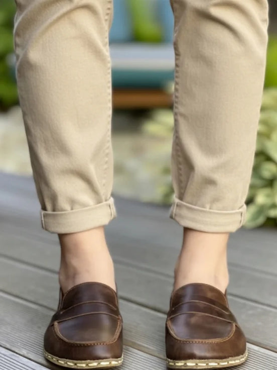 Barefoot Coffee Brown Penny Loafers for Women