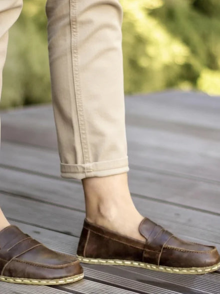 Barefoot Brown Leather Loafers for Women