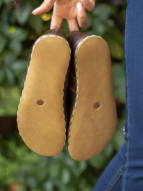 Coffee Leather Sneakers